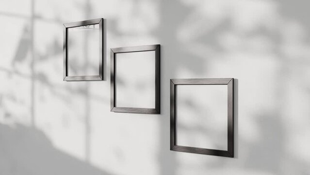Three square frames gallery with animated shadow