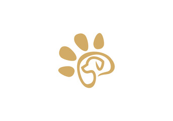 dog paw logo design. petcare linear style concept element symbol icon template © priyo