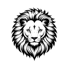 Black Lion Head Illustration with Transparent Background 