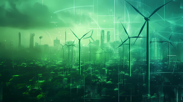Clean and Green. Abstract Art Illustrating Renewable Energy