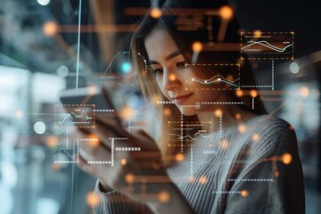 Embracing the Future of E-Transactions. Woman Harnessing Financial Technology, E-Wallets, and Mobile Banking for Secure and Convenient Online Payments