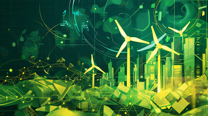 Sustainable Power. Abstract Art Depicting Green Energy Concept