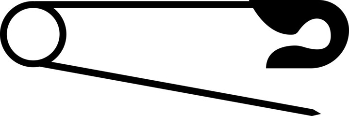 Safety pin. Opened and closed pin. pierced and clipping path sign. Vector icon. Open and close safety pins. Realistic Metal Safety Pin Vector silhouette editable stroke on transparent background.