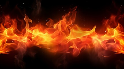 Fototapeta na wymiar Burning fire background, flame border realistic image