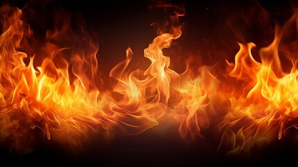 Burning fire background, flame border realistic image