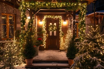 Festive Outdoor Decor With Sparkling Lights Sets The Holiday Mood