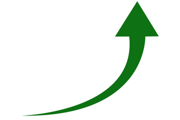 green arrow graph up move on white background