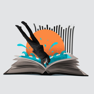 Dive headlong into your studies. Art collage.