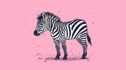 Fototapeta na wymiar a black and white zebra standing on top of a pink floor next to a white and black zebra on top of a pink and white floor with a pink background.