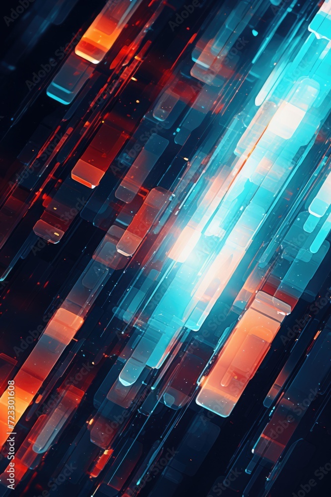 Poster A vibrant abstract background featuring blue and red squares. Perfect for adding a modern touch to designs.