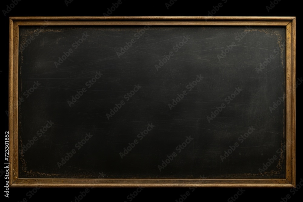Poster a blackboard with a gold frame on a black background. suitable for educational or business concepts