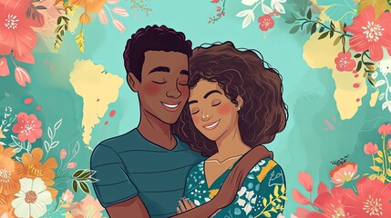Young interracial couple love without borders. an interracial love story about a couple from different backgrounds who embrace diversity in their relationship.