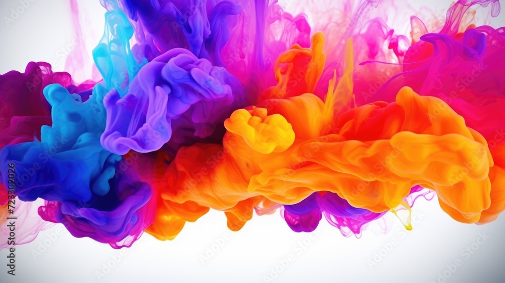 Poster close up of colored ink swirling in water. perfect for abstract backgrounds or artistic projects