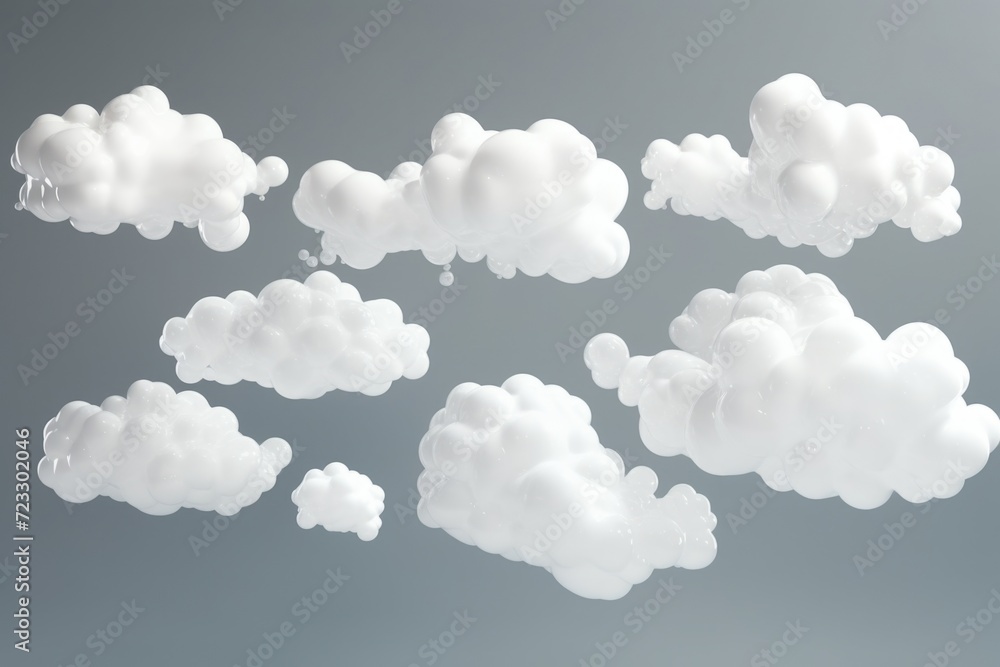 Poster white clouds peacefully floating in the sky. ideal for backgrounds and nature-themed designs
