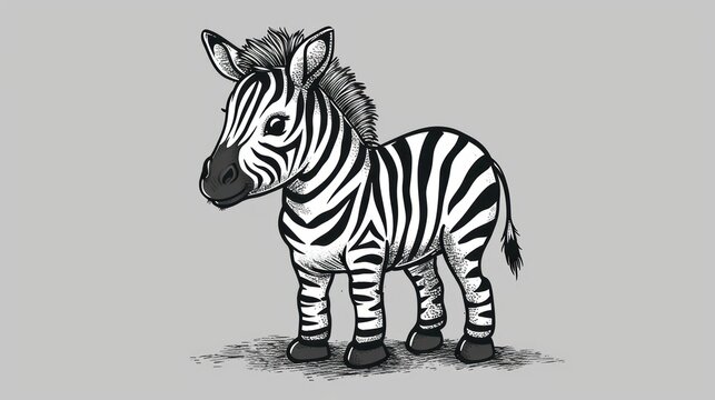  a black and white drawing of a zebra on a gray background with a black and white drawing of a zebra on the right side of the zebra's head.