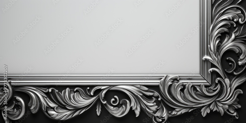 Aufkleber A silver frame with a decorative pattern. Perfect for adding a touch of elegance to any space