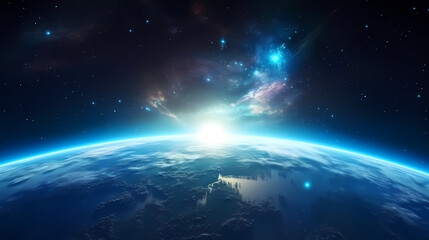 Fototapeta premium Digital technology universe earth abstract graphics poster web page PPT background