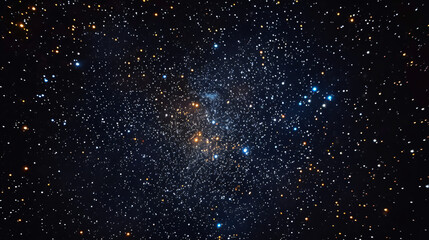 A star cluster sparkling in the night sky.