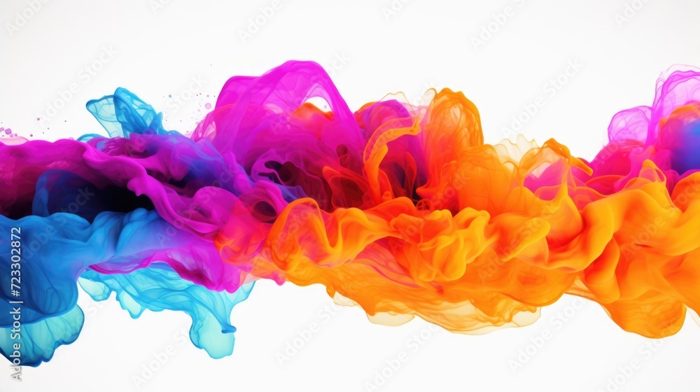 Poster colorful ink swirling in water, creating an abstract and vibrant image. perfect for backgrounds, des