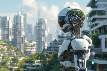 Smart city with robot with development city