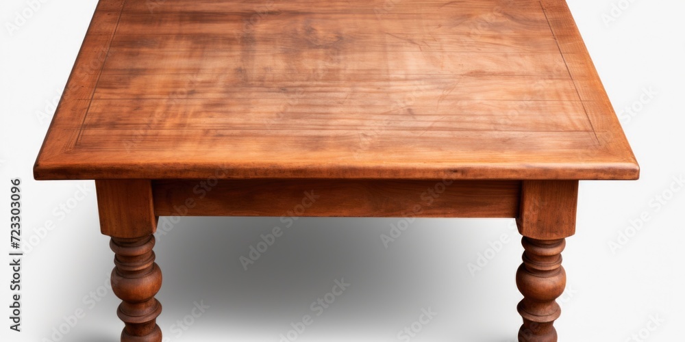 Poster A simple wooden table placed on a white background. Suitable for various uses