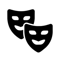 comedy and tragedy masks on white background