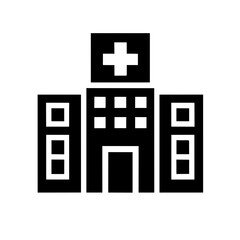An icon of the emergency hospital building. Vector isolated on white