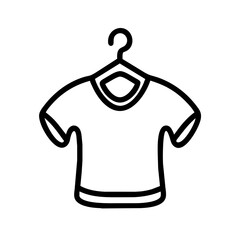The T-shirt icon's hanging on the hanger. Simple vector illustration isolated on white