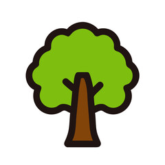 A blooming green tree simple color icon. Vector isolated on white