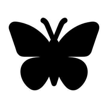 Simple butterfly icon with open wings vector isolated on white