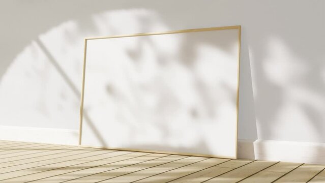 Horizontal frame in white interior with animated shadows overlay