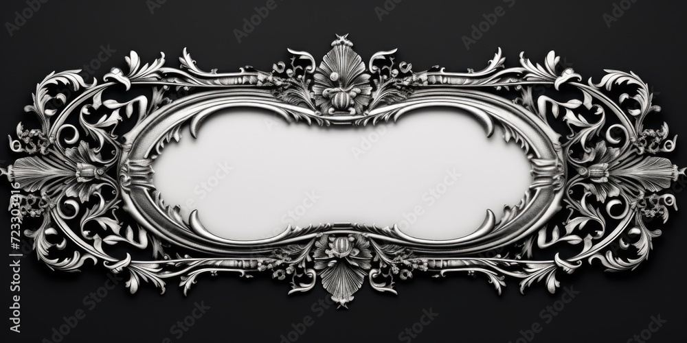 Aufkleber an elegant black and white photograph showcasing an ornate frame. perfect for adding a touch of soph