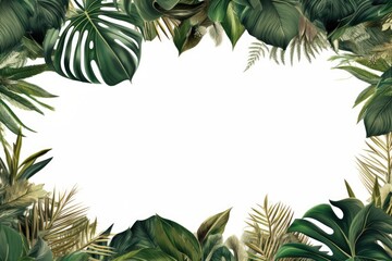 Fototapeta premium A frame made of tropical leaves, perfect for adding a touch of nature to your designs