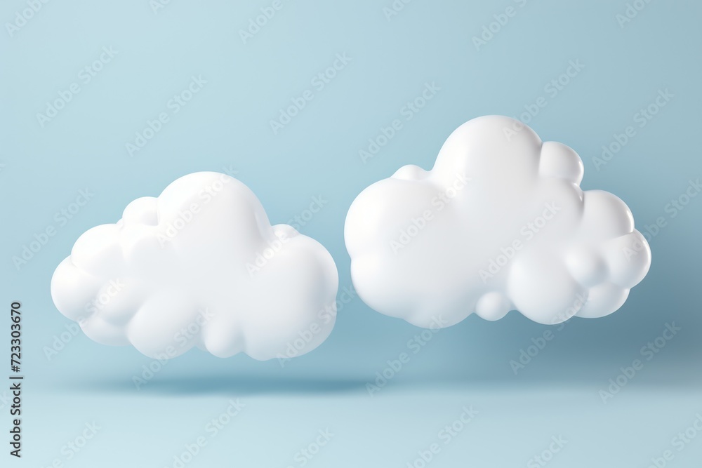 Aufkleber A serene image featuring a couple of white clouds resting on top of a vibrant blue surface. Perfect for adding a touch of tranquility to any project