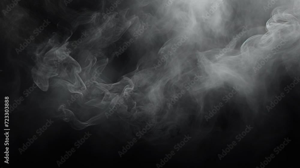 Poster close up shot of smoke on a black background. suitable for various graphic design projects
