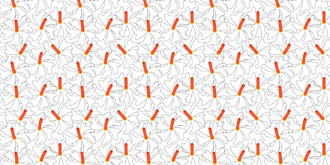 Seamless Parijat Fallen Flower Pattern Isolated on Transparent Background