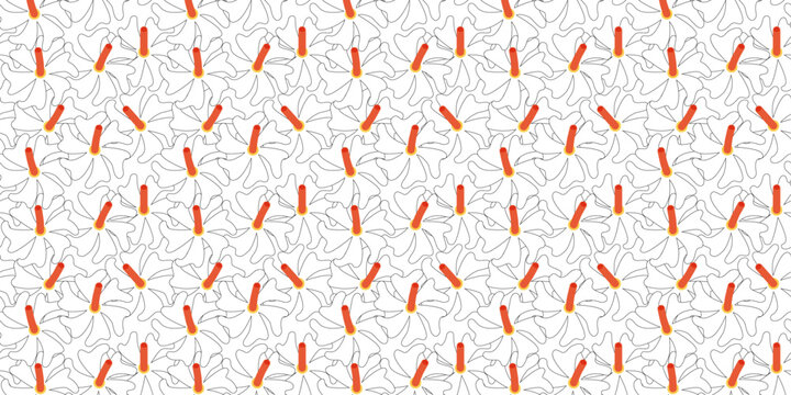 Seamless Parijat Fallen Flower Pattern Isolated on Transparent Background