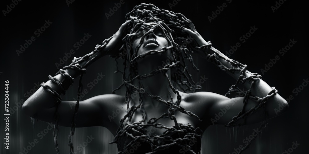 Aufkleber a woman with dreadlocks covering her face. versatile image that can be used for various concepts and
