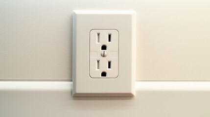 A detailed view of a white electrical outlet on a wall. Perfect for illustrating electrical installations or home improvement projects
