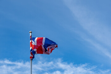 Union Jack flag flying in the breeze