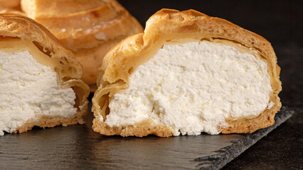 Traditional latvian national dessert:Old Riga buns with cottage cheese and tea