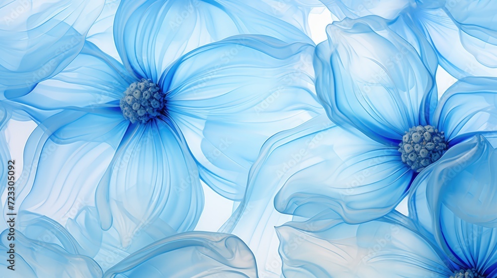 Aufkleber blue flowers up close against a white background. perfect for adding a pop of color to any design