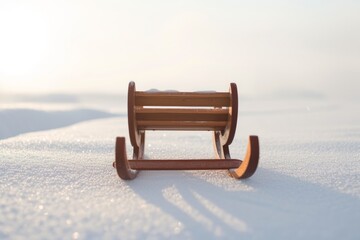 Wintry Fun With Wooden Sled Gliding Gracefully On Snowy Terrain