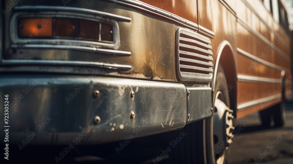 Poster A detailed view of the front of a bus. Suitable for transportation-related projects
