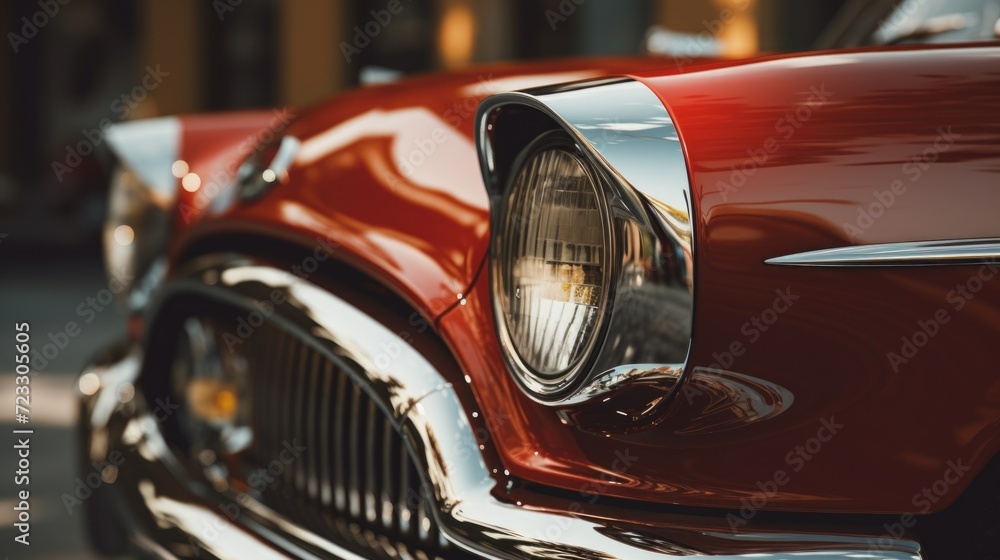 Aufkleber a detailed view of the front of a red car. perfect for automotive enthusiasts or car-related content