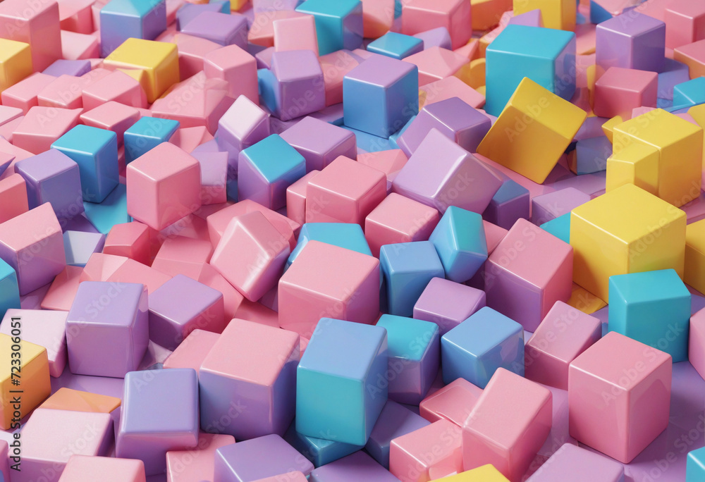 Poster vibrant cubic patterns: 3d visualization
