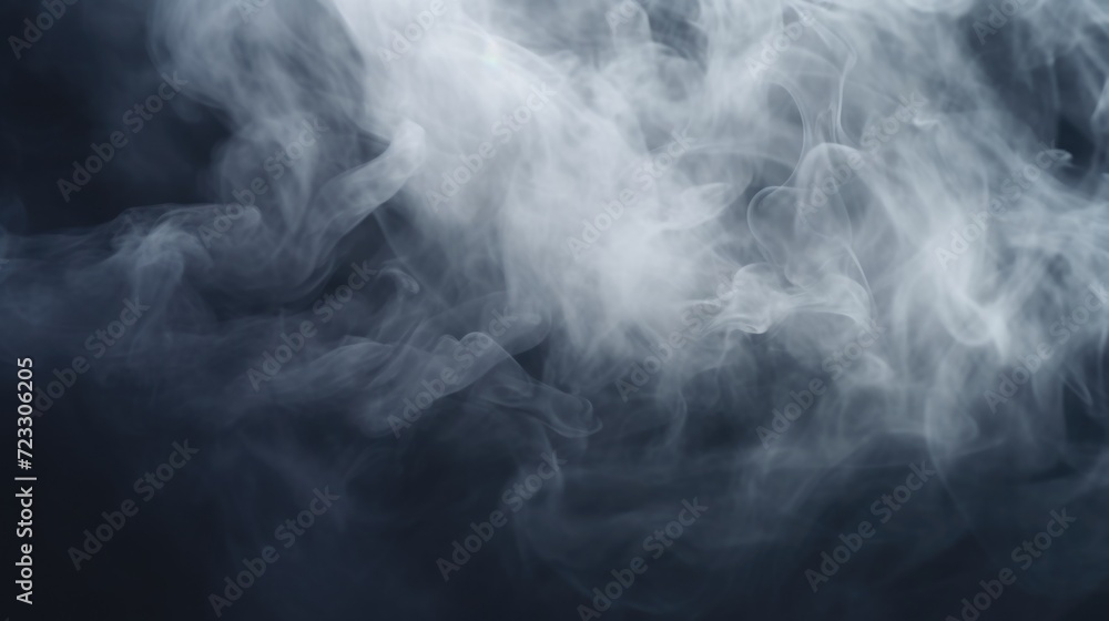 Poster Smoke close-up on a black background. Ideal for use in atmospheric or mysterious concepts