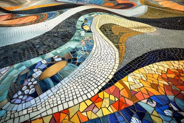 Papier Peint photo Copacabana, Rio de Janeiro, Brésil surreal landscape emerges, where the ground beneath our feet transforms into a mesmerizing mosaic of interlocking tiles