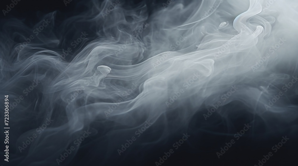 Poster Close-up view of smoke on a black background. Versatile image suitable for various creative projects
