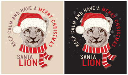 Keep Calm and Have a Merry Christmas - Santa Lion